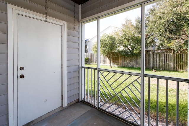 view of unfurnished sunroom