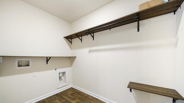 washroom with washer hookup, electric dryer hookup, and dark hardwood / wood-style floors