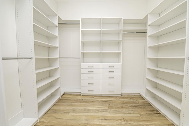 walk in closet with light wood-type flooring