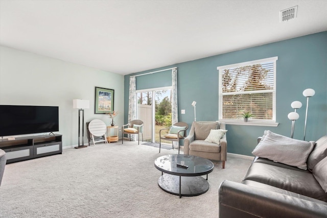 living room featuring carpet flooring