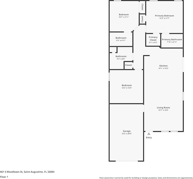 461 S Woodlawn St, Saint Augustine, FL 32084 - view of floor plan / room layout