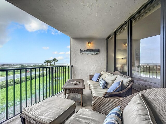 balcony with a water view