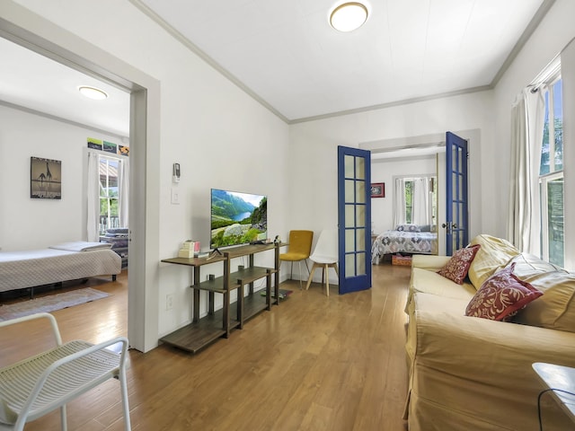 8 Davis St, Saint Augustine, FL 32084 - living room featuring plenty of natural light, wood finished floors, and crown molding