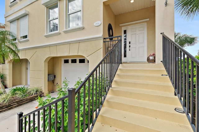 property entrance featuring a garage