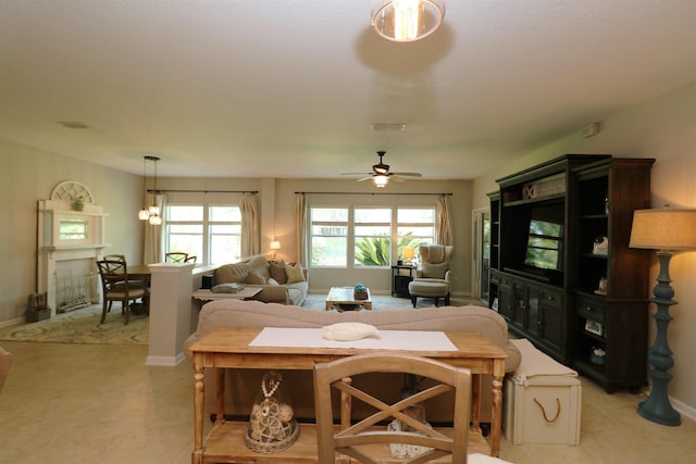 326 Gianna Way, Saint Augustine, FL 32086 - living room featuring ceiling fan, plenty of natural light, and light tile patterned floors