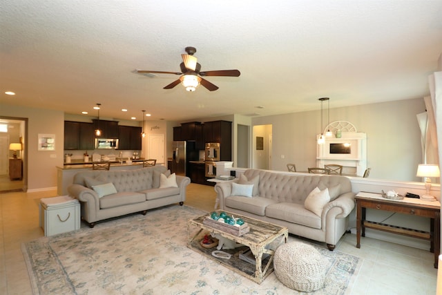 326 Gianna Way, Saint Augustine, FL 32086 - living room featuring a ceiling fan, recessed lighting, and light tile patterned flooring