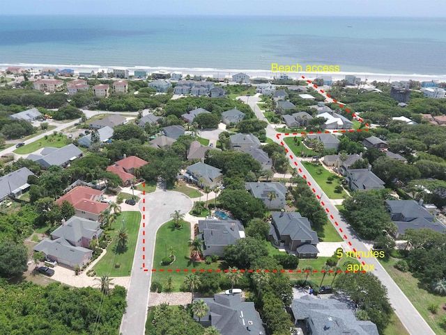 304 1st St, Saint Augustine, FL 32084 - aerial perspective of suburban area featuring a nearby body of water and property parcel outlined