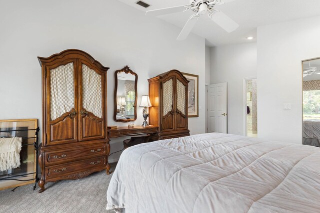 19 San Rafael Ct, Palm Coast, FL 32137 - carpeted bedroom featuring a high ceiling and ceiling fan