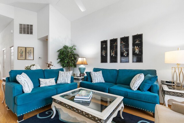 19 San Rafael Ct, Palm Coast, FL 32137 - living area with wood finished floors and a high ceiling
