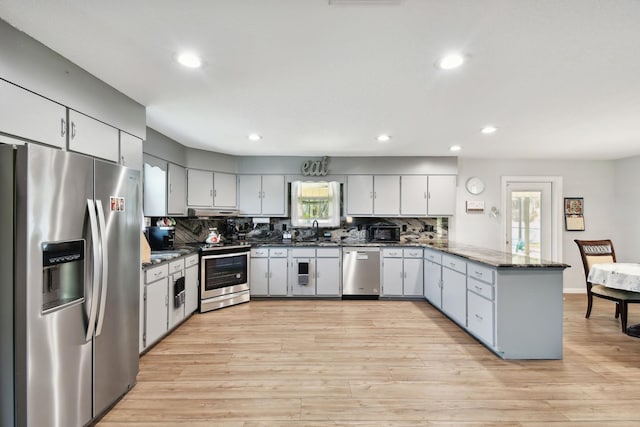 kitchen featuring sink, stainless steel appliances, and light wood-type flooring