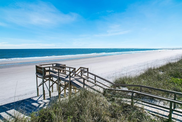 property view of water featuring a view of the beach