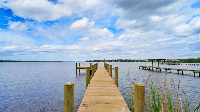 dock area featuring a water view