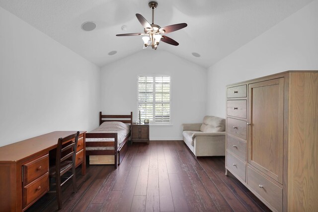 545 Sebastian Sq, Saint Augustine, FL 32095 - bedroom with vaulted ceiling, dark wood-style flooring, baseboards, and ceiling fan