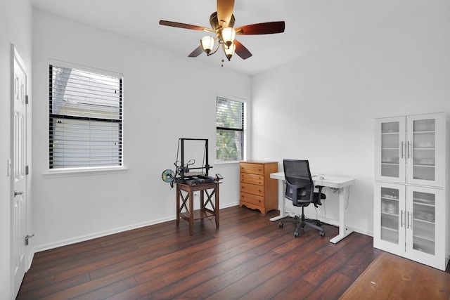 545 Sebastian Sq, Saint Augustine, FL 32095 - office with wood finished floors, a ceiling fan, and baseboards