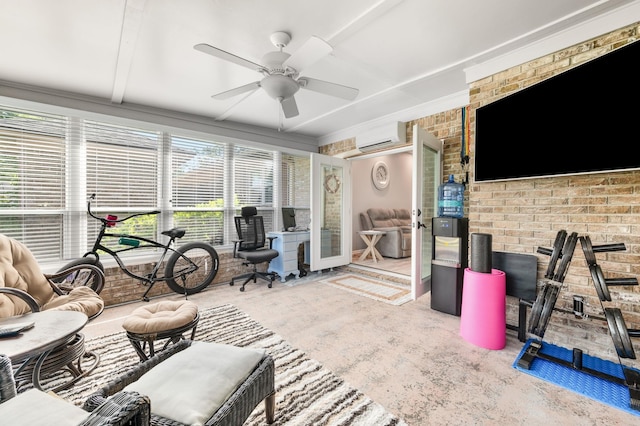 sunroom / solarium with an AC wall unit