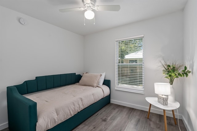 19 Phillips St, Saint Augustine, FL 32084 - bedroom with ceiling fan, baseboards, and wood finished floors