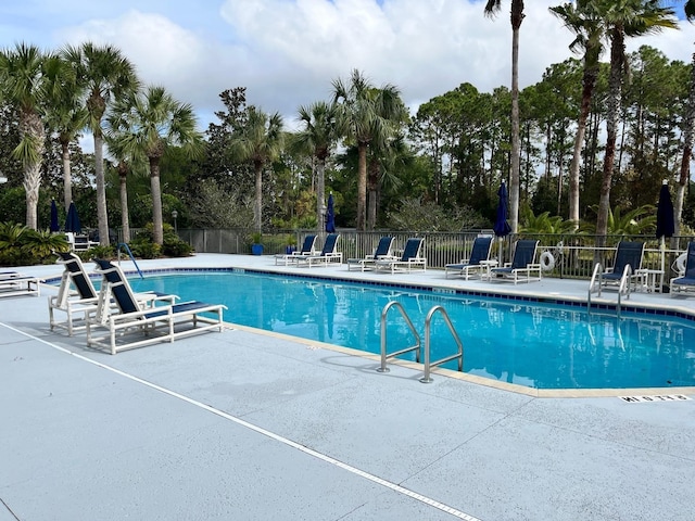 view of swimming pool with a patio