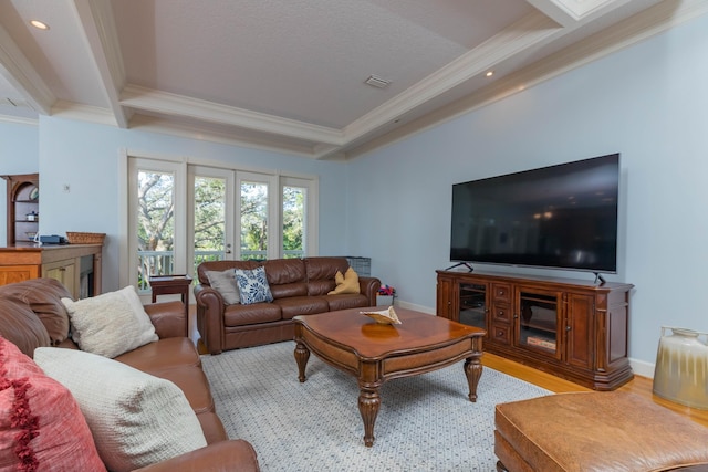 313 S Forest Dune Dr, Saint Augustine Beach, FL 32080 - living area with ornamental molding, light wood finished floors, and recessed lighting