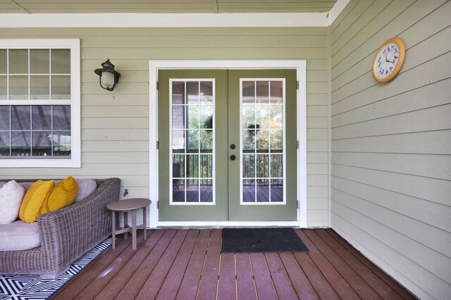 property entrance with french doors