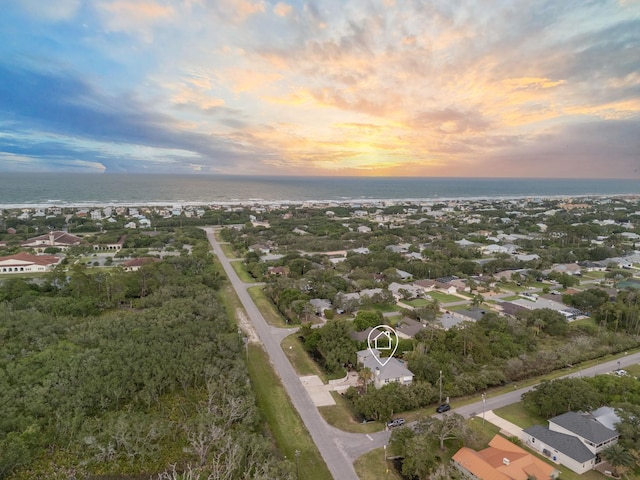 view of aerial view at dusk