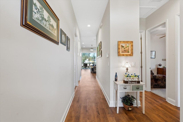 552 Christina Dr, Saint Augustine, FL 32086 - hall featuring recessed lighting, baseboards, and wood finished floors