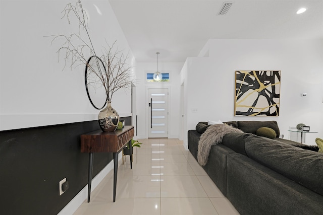 view of tiled living room