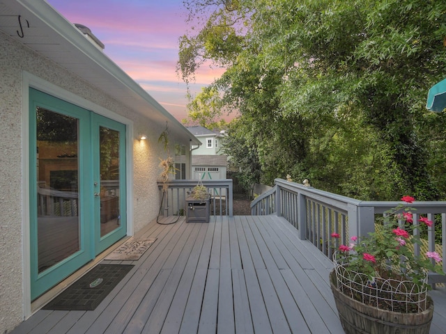 wooden deck with french doors