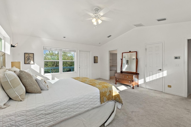 10 Marshview Dr, Saint Augustine, FL 32080 - bedroom with lofted ceiling, light carpet, baseboards, and ceiling fan