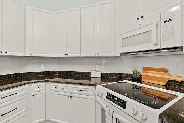 10 Marshview Dr, Saint Augustine, FL 32080 - kitchen featuring white appliances, white cabinets, and backsplash