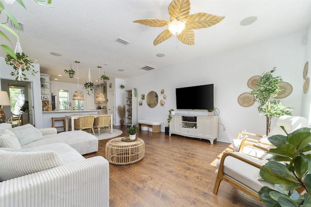 1036 Saltwater Cir, Saint Augustine, FL 32080 - living room with ceiling fan and wood finished floors