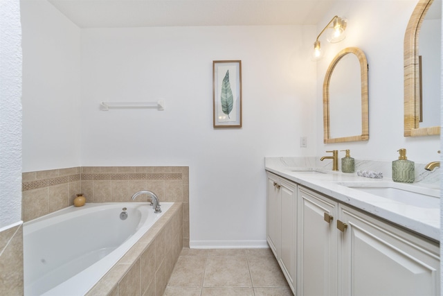 1036 Saltwater Cir, Saint Augustine, FL 32080 - bathroom featuring double vanity, a bath, and tile patterned floors