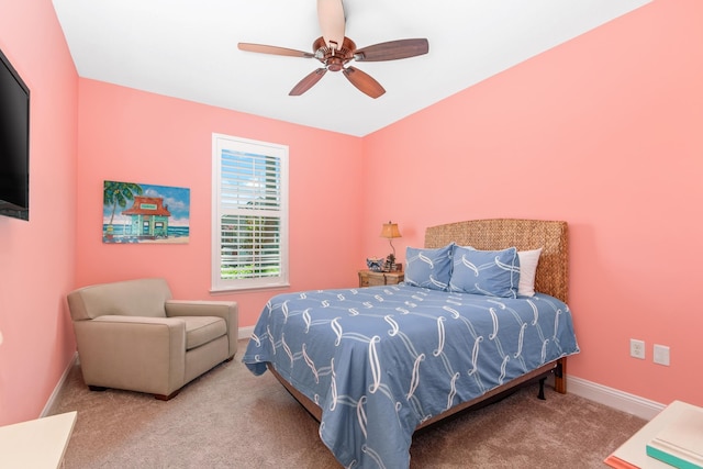 bedroom with carpet flooring and ceiling fan