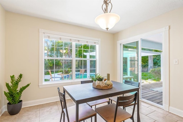 view of tiled dining space