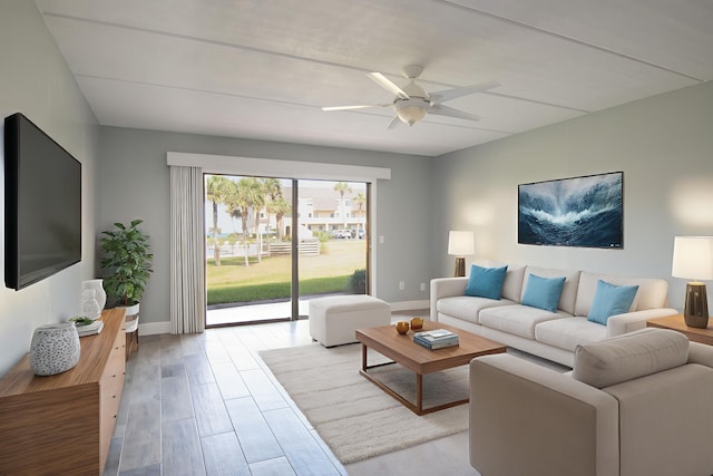 8550 S A1A # 331, Saint Augustine, FL 32080 - living area featuring a ceiling fan and wood finished floors