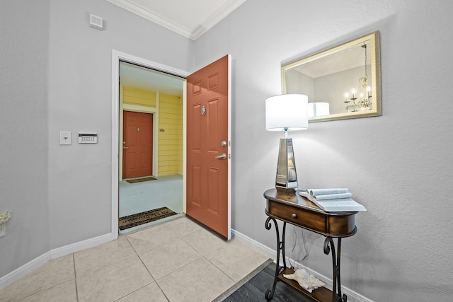 225 Old Village Center Cir Unit 4308, Saint Augustine, FL 32084 - foyer entrance featuring crown molding, a chandelier, and light tile patterned flooring