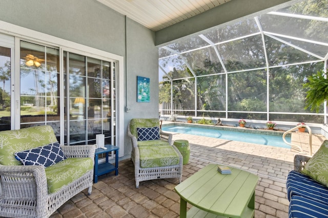 303 S Ocean Trace Rd, Saint Augustine, FL 32080 - view of patio / terrace with an outdoor pool and a lanai