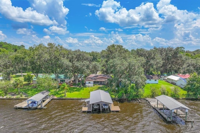 view of dock featuring a water view