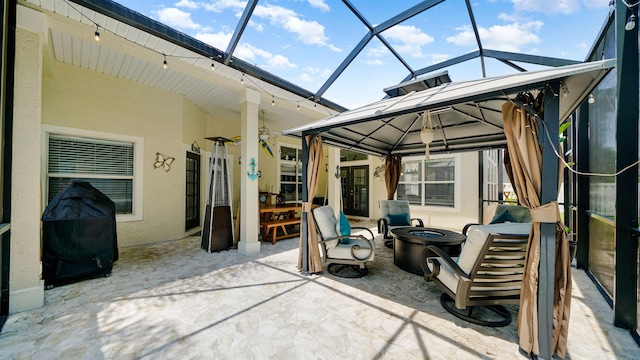 700 N Indigo Ter, Saint Johns, FL 32259 - view of patio with a fire pit, a lanai, and a gazebo