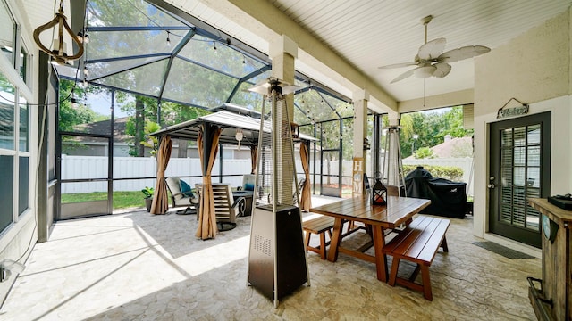 700 N Indigo Ter, Saint Johns, FL 32259 - sunroom featuring outdoor dining area, ceiling fan, outdoor lounge area, and lofted ceiling