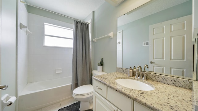 700 N Indigo Ter, Saint Johns, FL 32259 - bathroom with toilet, vanity, shower / tub combo with curtain, and tile patterned floors