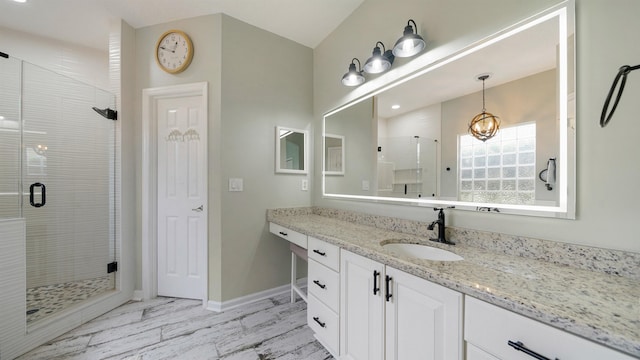 700 N Indigo Ter, Saint Johns, FL 32259 - full bathroom featuring vanity, a shower stall, and baseboards