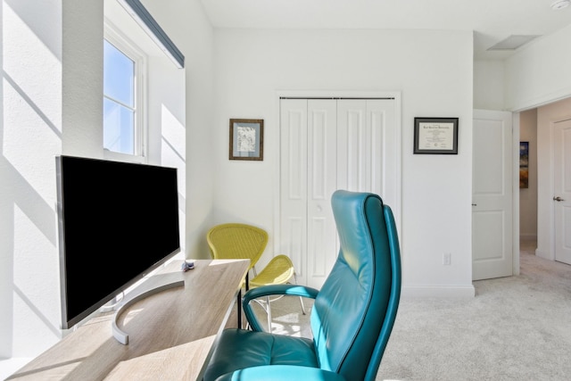 office space featuring baseboards and carpet floors