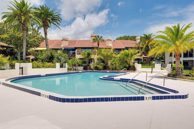 view of pool featuring a patio