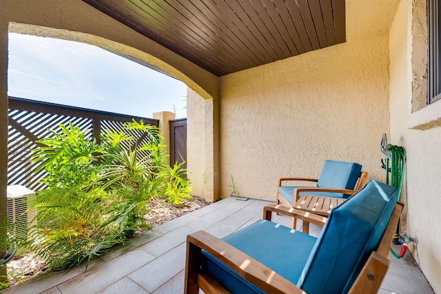 balcony with a patio area