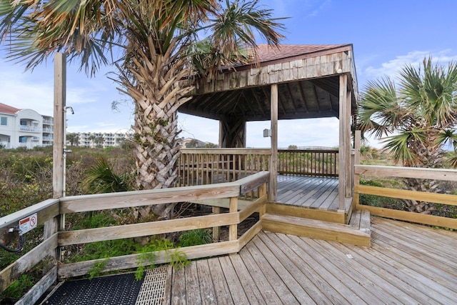 view of dock with a gazebo