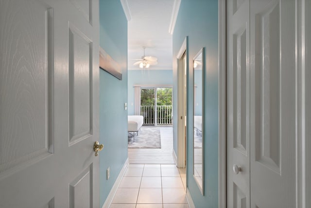 corridor with light tile patterned flooring