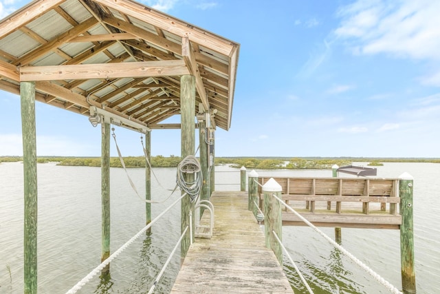 dock area featuring a water view