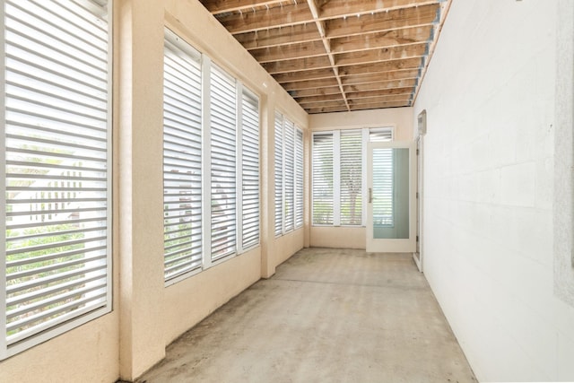 view of unfurnished sunroom