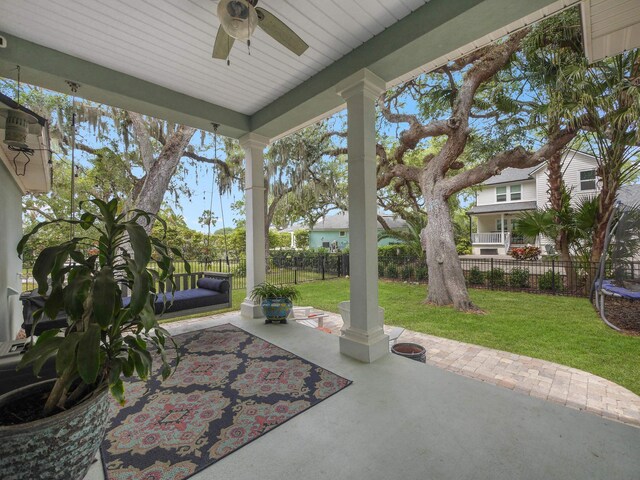 847 Tides End Dr, Saint Augustine, FL 32080 - view of patio / terrace featuring fence and a ceiling fan