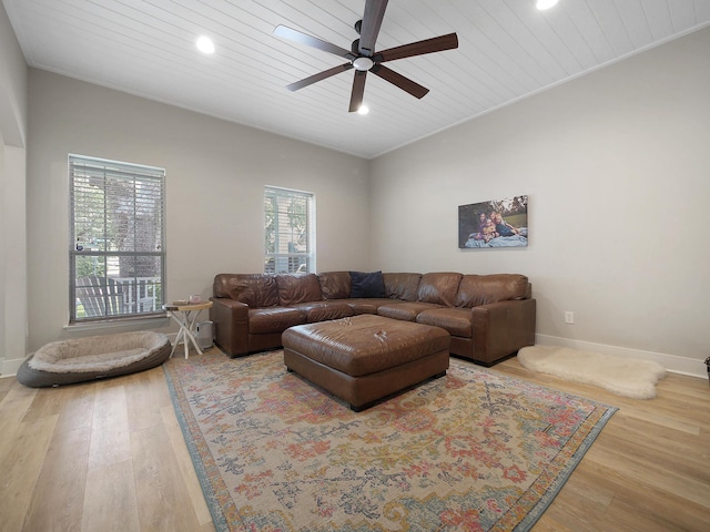 847 Tides End Dr, Saint Augustine, FL 32080 - living area featuring recessed lighting, a ceiling fan, wood finished floors, and baseboards
